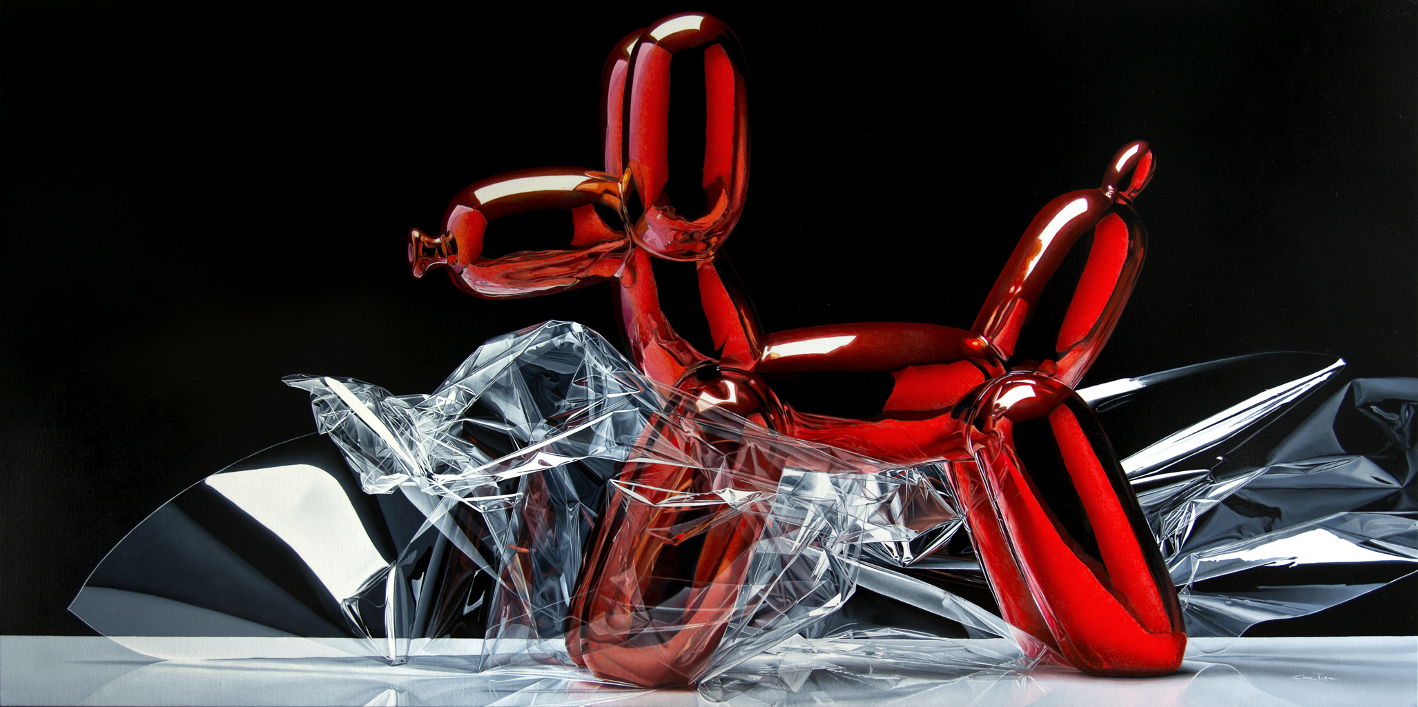 Still life, flower, fleur, nature morte, noir, black, eau ,water, underwater, bulle, bubble, hyperrealism, hyperrealiste, photorealism, photorealiste, painter, New realism, nouveau realiste, crumble paper, papier froissé, Francois Chartier, Pop culture, super hero,oil painting, peinture à l’huile, stop motion, realism, realiste, goofy, water splash, new realism, Dog, vespa, plastic, poney, pivoine, J-P Gautier,