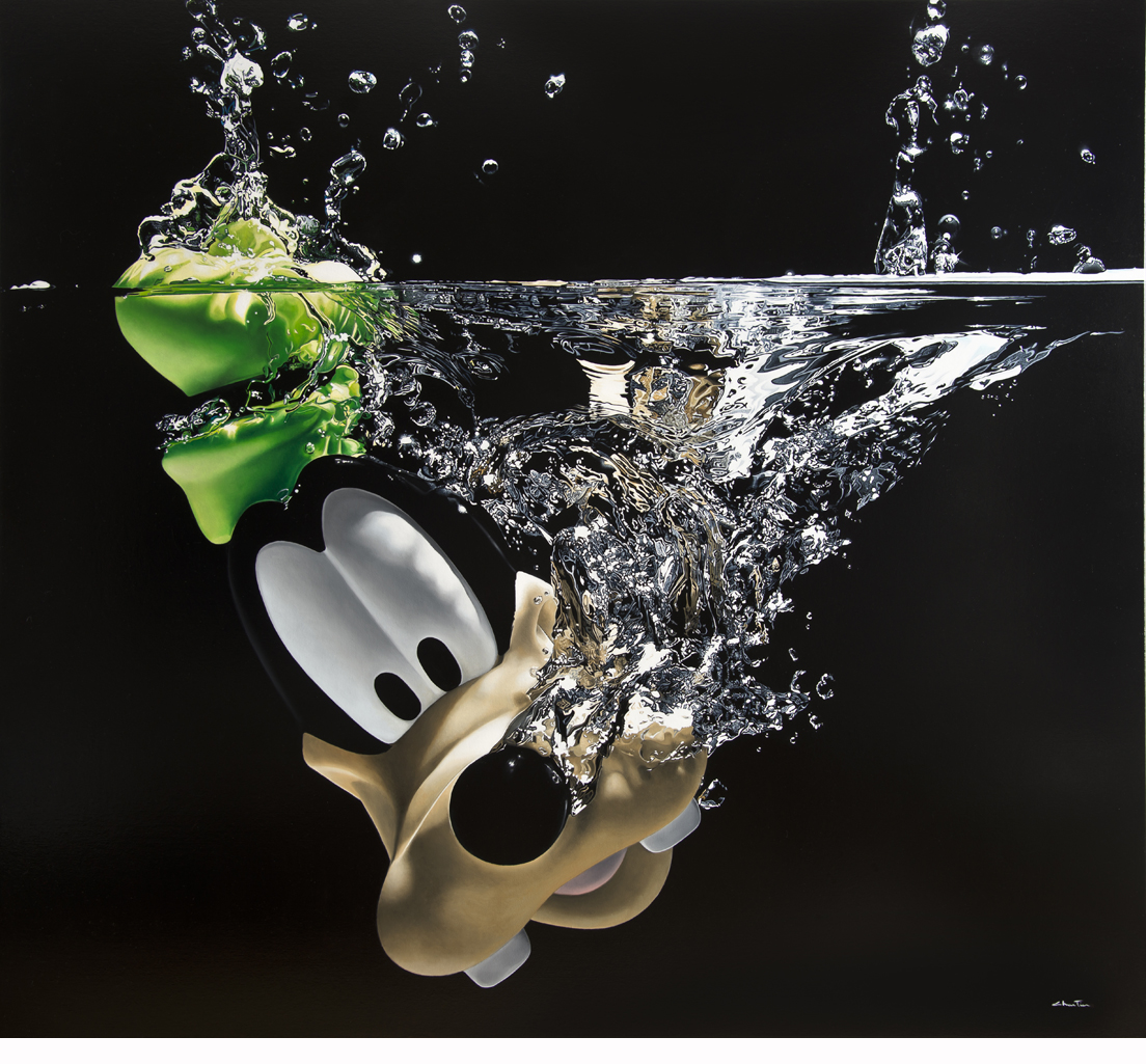 Still life, flower, fleur, nature morte, noir, black, eau ,water, underwater, bulle, bubble, hyperrealism, hyperrealiste, photorealism, photorealiste, painter, New realism, nouveau realiste, crumble paper, papier froissé, Francois Chartier, Pop culture, super hero,oil painting, peinture à l’huile, stop motion, realism, realiste, goofy, water splash, new realism, Dog, vespa, plastic, poney, pivoine, J-P Gautier,